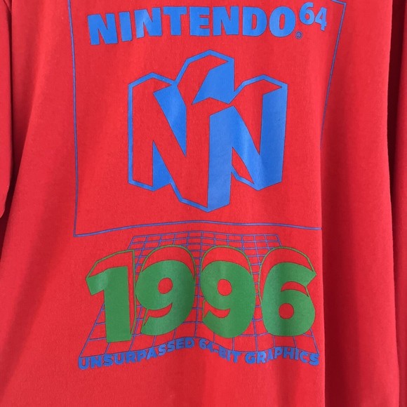 Nintendo 64 1996 Red Long Sleeve Graphic T-Shirt Men’s Large N64 Video Game - Picture 2 of 6